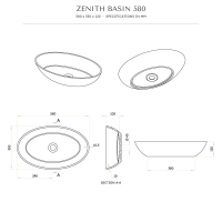 Zenith Countertop Stone Basin 580mm